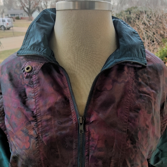 SMALL 80s/90s Westbound Sport Purple Green Paisley Windbreaker Zip Front Jacket - Picture 5 of 10